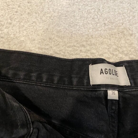 AGOLDE WOMENS BLACK CUT OFF DENIM SHORTS - Picture 6 of 6